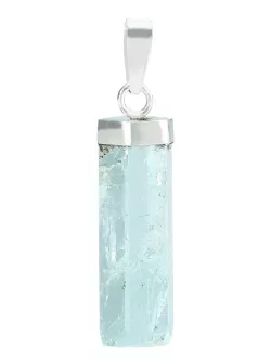 Aquamarin Kristall Ketten Stab Anhänger Silberfassung