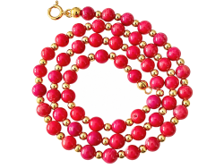 Bambuskoralle rot mit vergoldeten Echtsilber Kugeln Halskette Collier 50 cm
