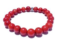 Bambuskoralle Koralle tiefrot Kugel Edelstein Stretch Armband Längen Wahl