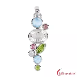 Bergkristall Larimar Turmalin rosa PeridotTopas weiß rhodiniert 5 cm
