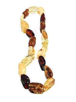 Bernstein Oliven Kette Halskette mit Bernstein Verschluss 44 cm