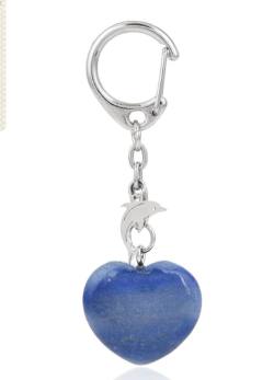 Blauquarz blau Edelstein Herz Delfin Schlüsselanhänger Anhänger