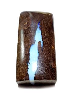 Boulderopal Opal Rechteck blau braun Edelstein Ketten Anhänger quer gebohrt Australien