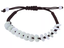 Jade Burmajade Scheiben Armband geknüpft mit 19 cm Shamballa