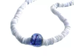 Chalcedon Edelstein Kette mit effektvoller Glasperle Halskette Collier