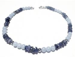Chalcedon Iolith blau Echtsilber Edelstein Armband Größenwahl