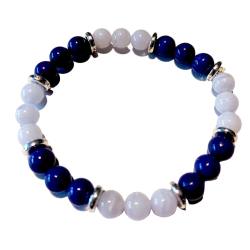 Chalcedon Lapis Lazuli Edelstein Stretch Armband blau Größenwahl