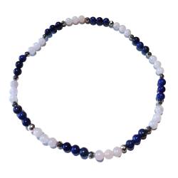 Chalcedon Lapis Lazuli blau Edelstein Stretch Fußkettchen Längenwahl