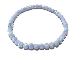 Chalcedon Edelstein Würfel Stretch Armband hellblau