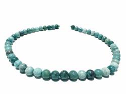 Chrysokoll Edelstein Kugelkette Halskette Collier Kette blaugrün