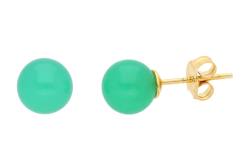 Chrysopras grün AA Edelstein Kugel Ohrstecker Echtsilber vergoldet