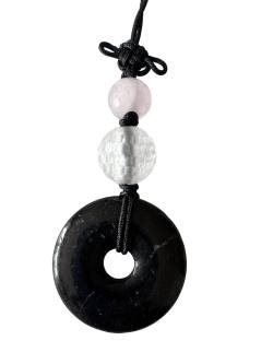 Turmalin Bergkristall Rosenquarz Edelstein Drachenstein Liebe - Klarheit - Schutz Anhänger