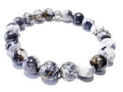 Dendritenopal schwarz weiß Edelstein Kugel Armband Stretcharmband Längen Wahl