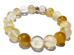 Eisenkiesel Quarz gelb weiß Edelstein Kugel Armband Längenwahl