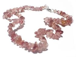 Erdbeerquarz Cherryquarz Splitterkette Edelstein Kette Hilutit altrosa 45 cm