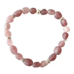 Erdbeerquarz Edelstein Armband rosa mit Echtsilber