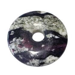 Eudialyt Edelstein Donut rot schwarz Anhänger Kettenanhänger 4 cm