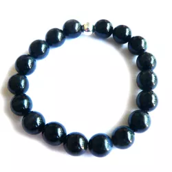 Falkenauge blau schwarz Edelstein Stretch Armband Größenwahl