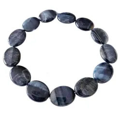 Falkenauge blau schwarz Edelstein Stretch Armband oval Längen Wahl