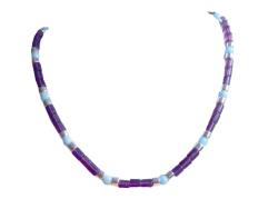 FISCHE: Fluorit violett Aquamarin Edelstein Kette Halskette Sternzeichen Größenwahl