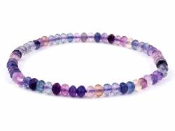 Fluorit violett facettiert Edelstein Button Stretch Armband 18-20cm