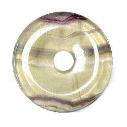Fluorit gelb Edelstein Donut Anhänger 35mm