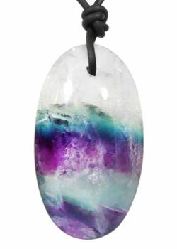 Fluorit Regenbogenfluorit Edelstein front gebohrt Ketten Anhänger China TOP