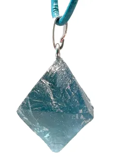 Fluorit blau Oktaeder Würfel Silber Anhänger