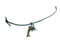 Ziegen Lederband Fußkettchen Delfin Delphin Charm größenverstellbar Farbwahl