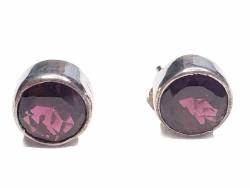 Granat Rhodolith facettiert Edelstein Ohrstecker 925er Echtsilberfassung Cabochons