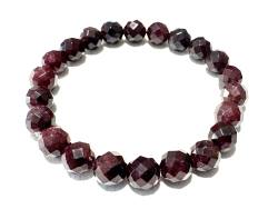 Granat dunkelrot facettiert Edelstein Kugel Stretch Armband