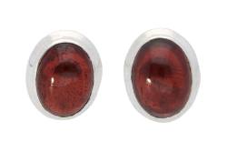 Granat rot oval Cabochon Edelstein Ohrstecker Echtsilber