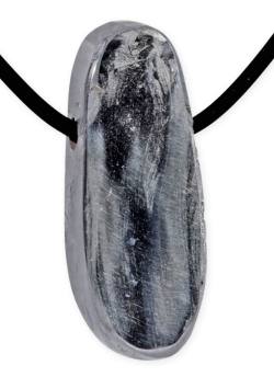 Hämatit Blutstein Edelstein Ketten Anhänger oval quer gebohrt