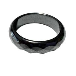 Hämatit facettiert Blutstein Edelstein Finger Ring schwarz grau silber