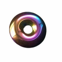 Hämatit Regenbogen bedampft Blutstein Edelstein Donut Ketten Anhänger 3 cm