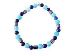 Wintertyp Farben Edelstein Armband Lapis Hämatit Achat blau grau