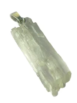 Hiddenit Lithiumsmaragd freeform Edelstein Rohstein Silber Ketten Anhänger Spodumen