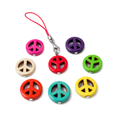 Howlith Edelstein Peace Frieden Charm Anhänger Handyband Farbwahl