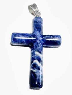 Sodalith blau Edelstein Silber Kreuz Ketten Anhänger