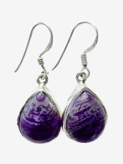 Sugilith Edelstein Tropfen Ohrringe Ohrhänger Echtsilber violett lila