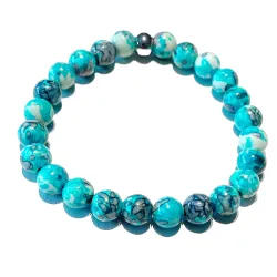 Jade aqua blau Edelstein Stretch Kugel Armband Längen Wahl