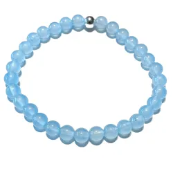 Jade hellblau Edelstein Stretch Kugel Armband Längen Wahl