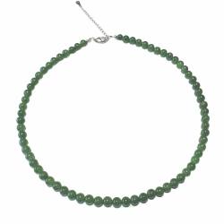 Jade nephrit Edelstein Kette Halskette Collier grün rhodoniert Verlängerungskettchen