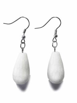Jade weiß facettiert Edelstein Tropfen Ohrringe Ohrhänger Chirurgenstahl Haken