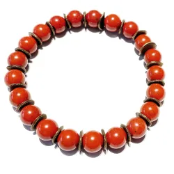 Jaspis rot Edelstein Armband mit Bronze Buttons Längen Wahl