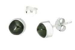Jade nephrit Kanada Jade dunkelgrün Edelstein Ohrringe Ohrstecker 925 Echtsilber