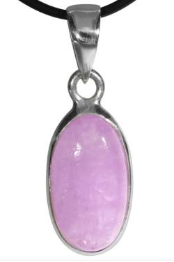 Kunzit Heilstein rose pink Edelstein Ketten Anhänger oval Echtsilberfassung