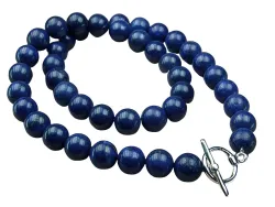 Lapislazuli blau Edelstein Halskette Kette Collier T-Verschluss geknotet