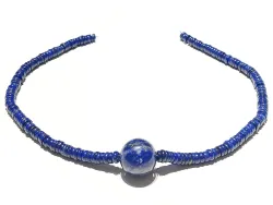 Lapislazuli blau Halskette Edelsteinkette  Collier mit großer Kugel