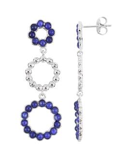 Lapislazuli blau Edelstein Ohrringe Ohrhänger Blume rhodoniert 925er Echtsilber